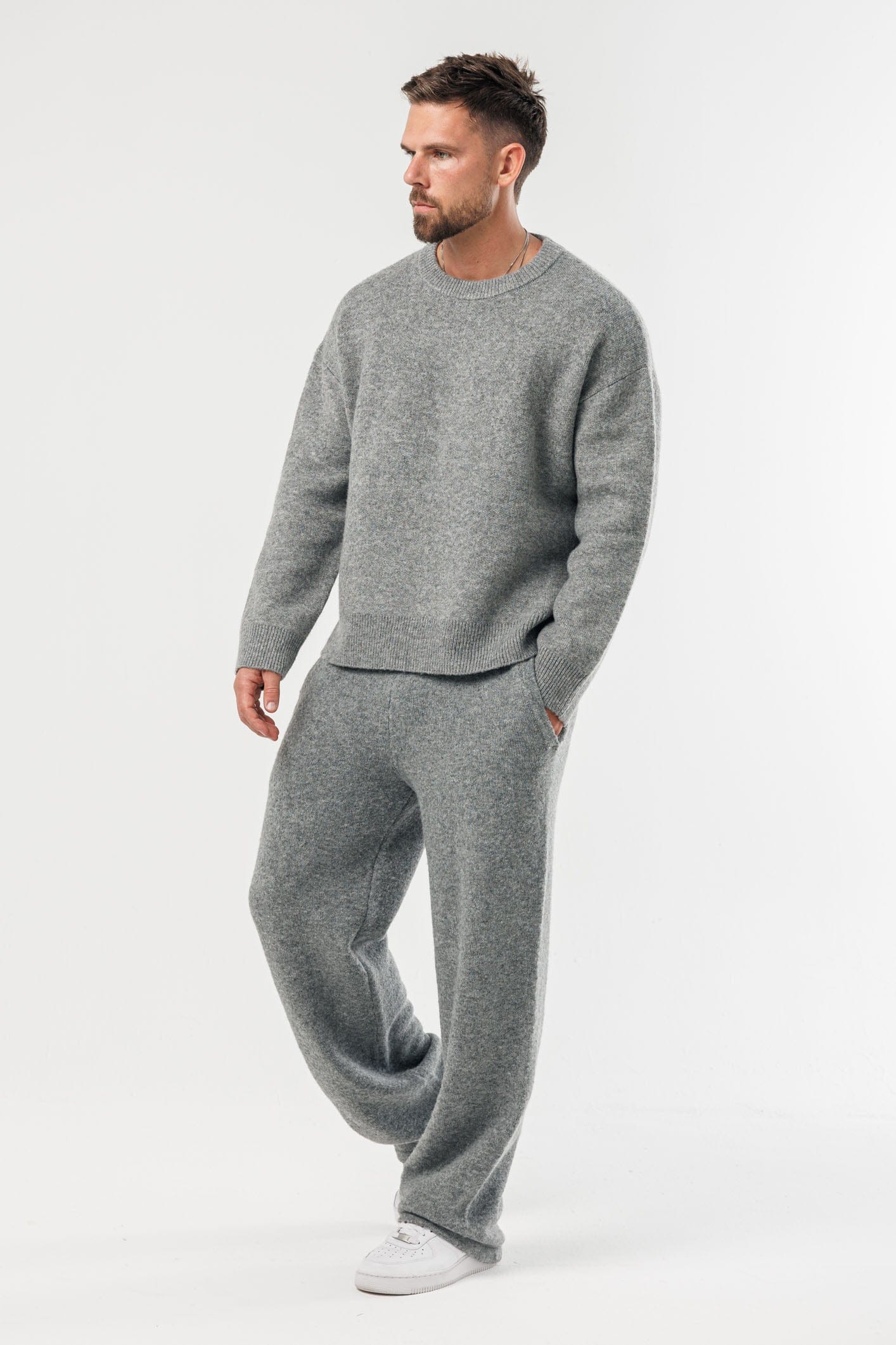 KNIT SWEATER - GREY MARL