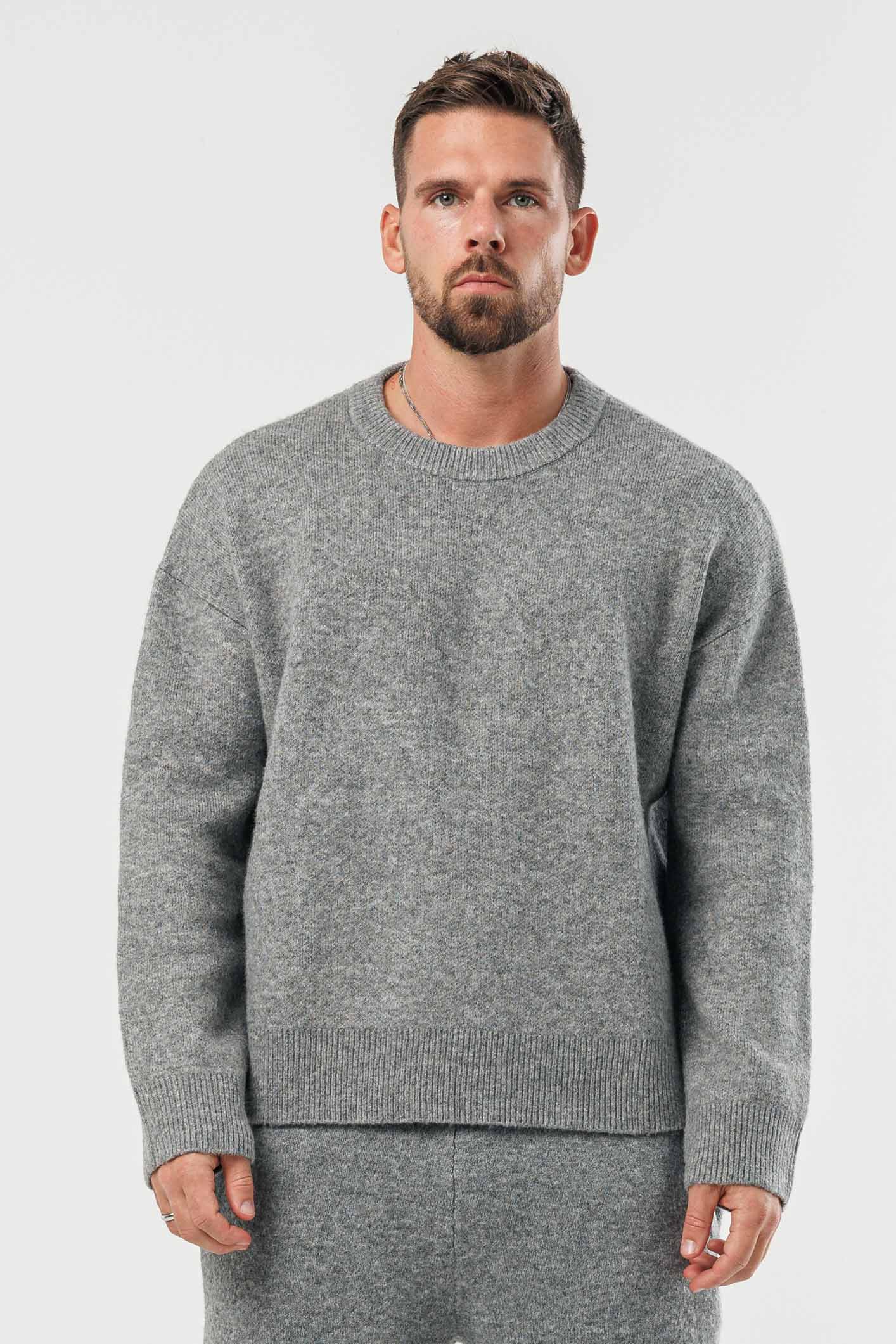 KNIT SWEATER - GREY MARL