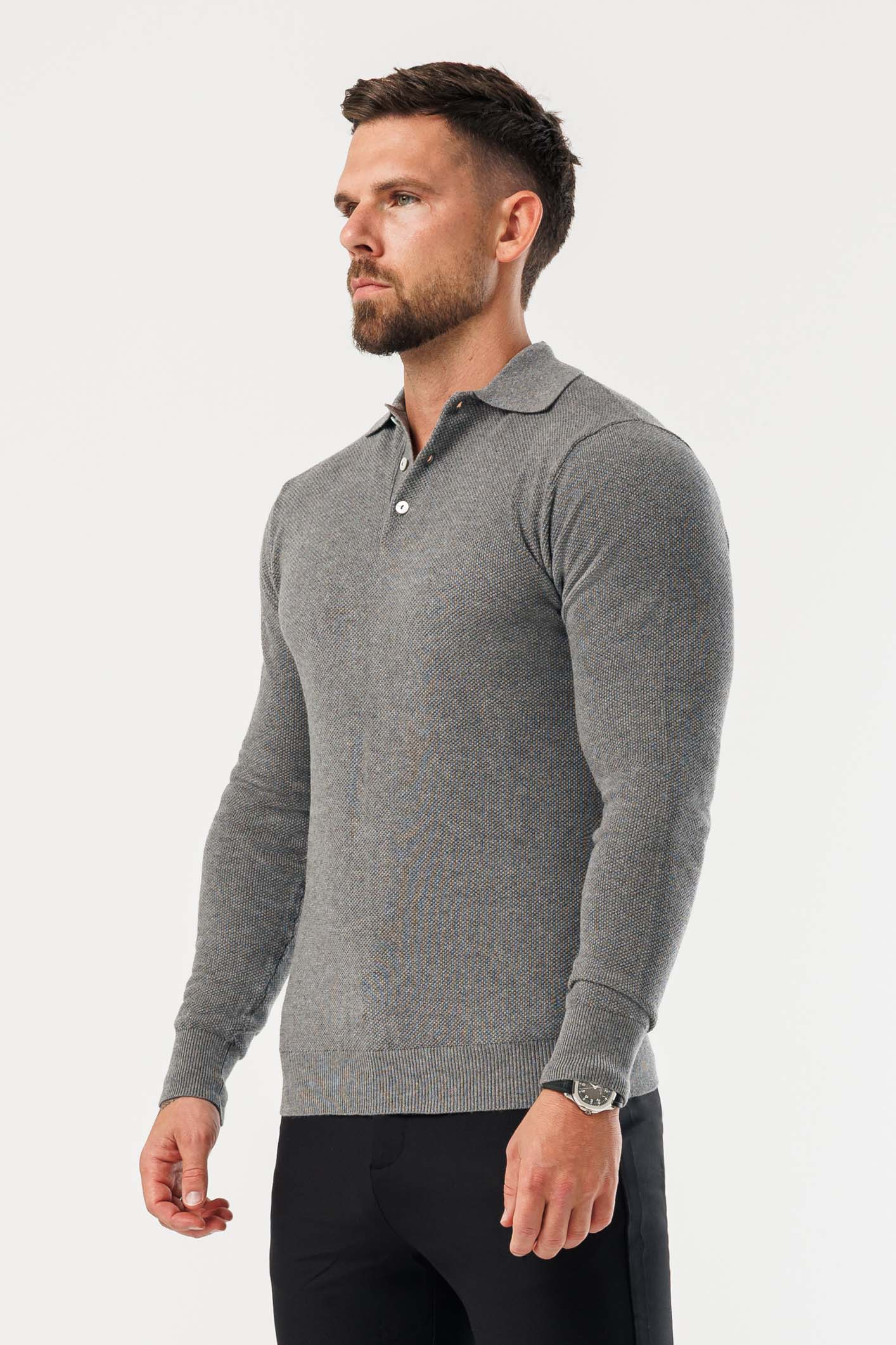 COAST LONG SLEEVE POLO - DARK GREY