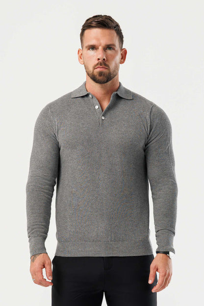COAST LONG SLEEVE POLO - DARK GREY