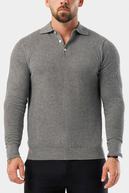 COAST LONG SLEEVE POLO - DARK GREY