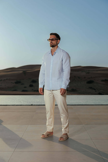 LUXE LINEN SHIRT - LIGHT BLUE