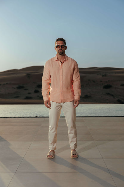 LUXE LINEN SHIRT - SALMON