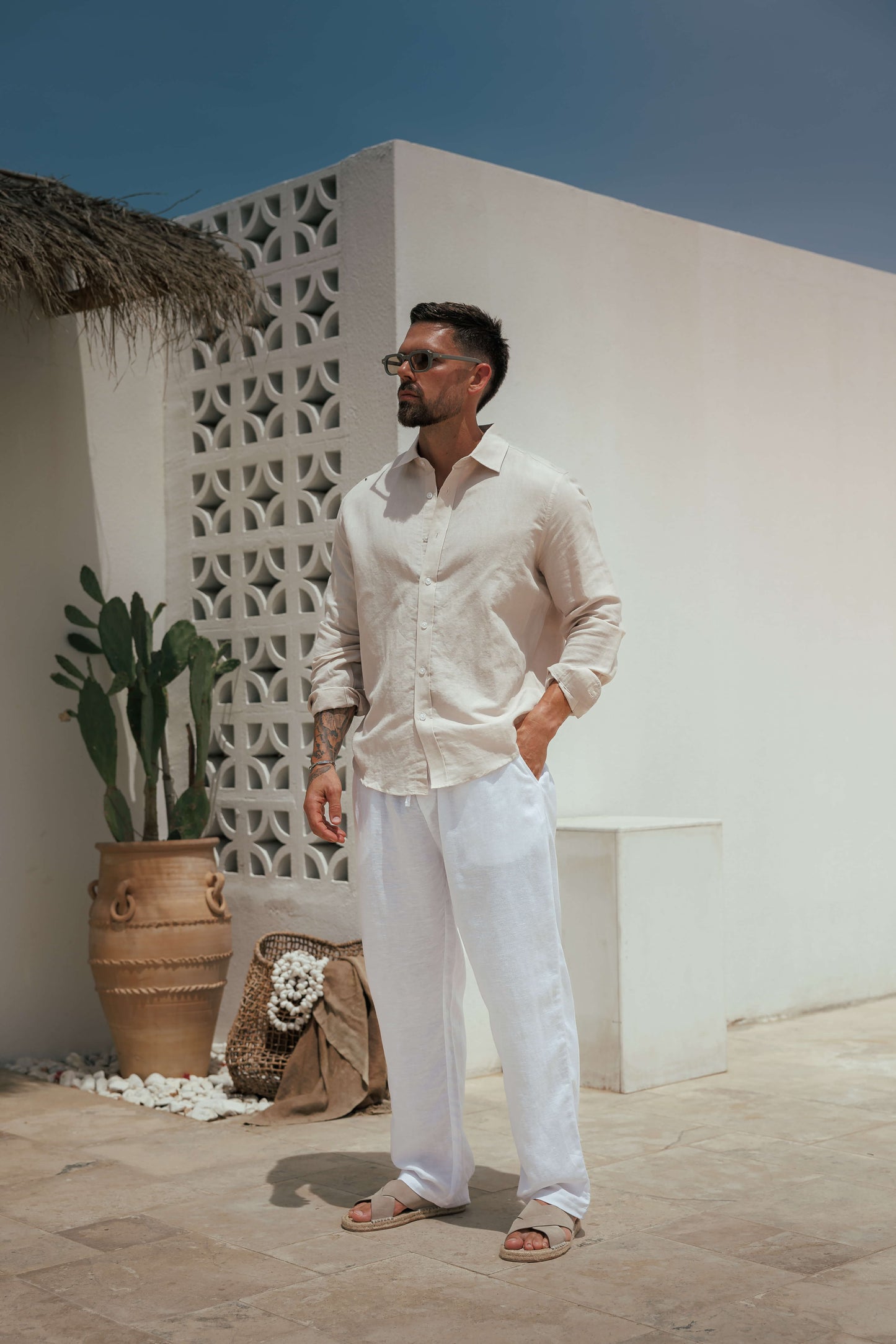 LUXE LINEN SHIRT - TAUPE
