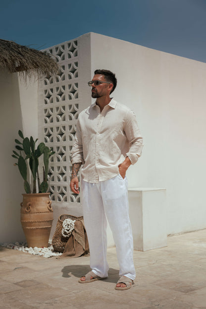 LUXE LINEN SHIRT - TAUPE