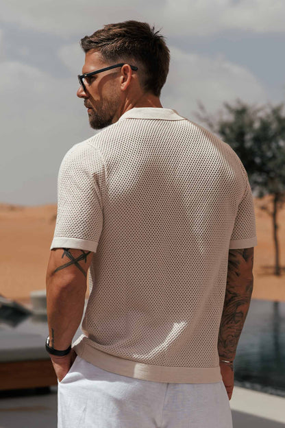 PEAK KNIT SHIRT - CREAM