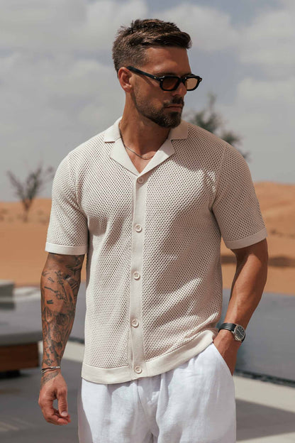 PEAK KNIT SHIRT - CREAM