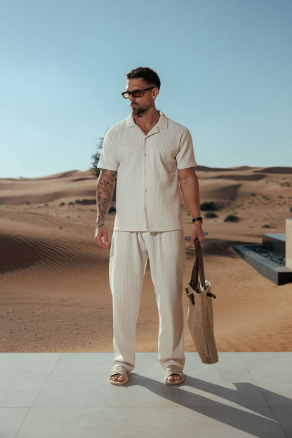 PLEATED SHIRT - BEIGE