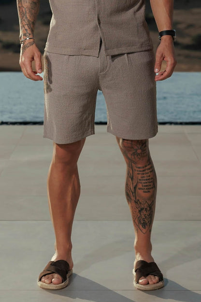 TEXTURED SHORTS - TAUPE