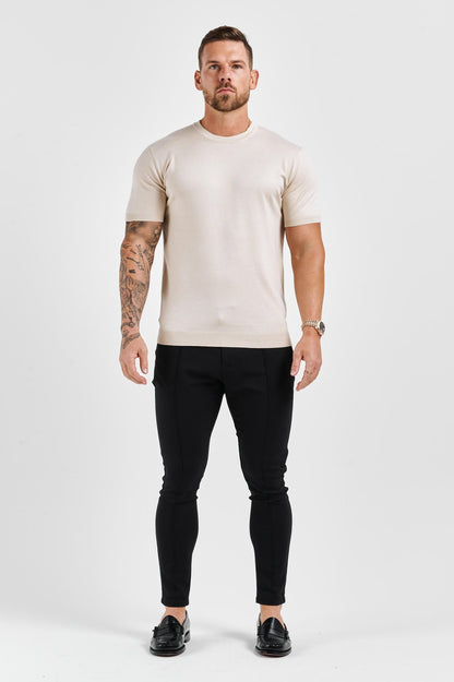 KNIT T-SHIRT - BEIGE