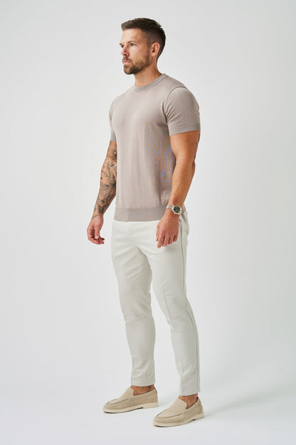 KNIT T-SHIRT - TAUPE