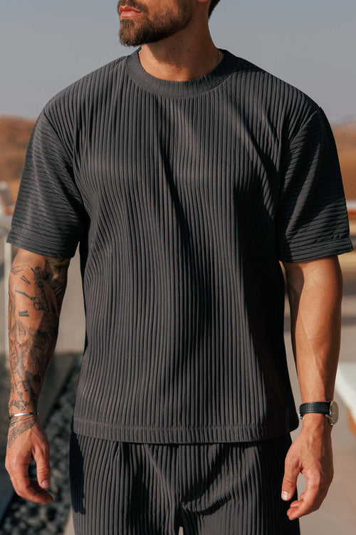PLEATED T-SHIRT - GREY
