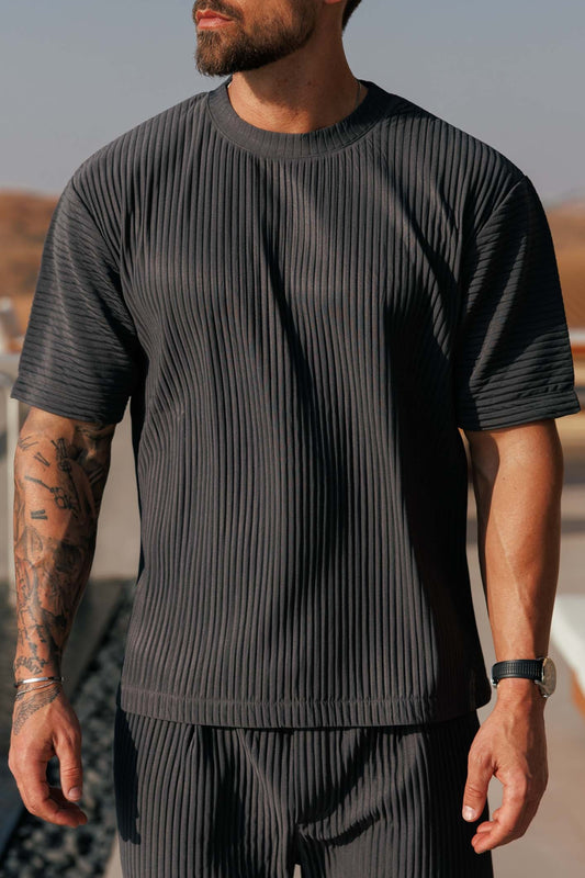 PLEATED T-SHIRT - GREY