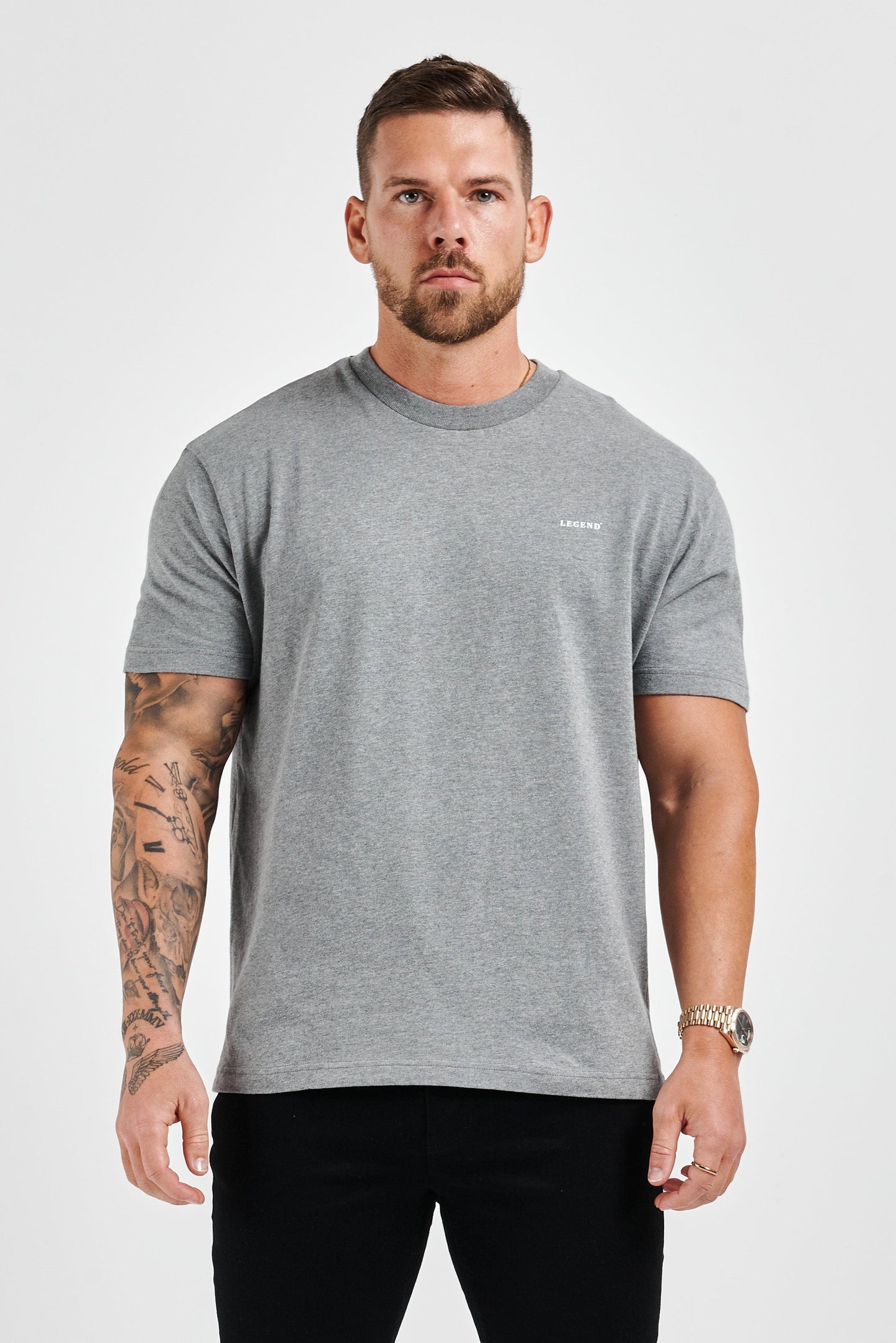 PREMIUM BASICS T-SHIRT (NO LOGO) - DARK GREY MARL