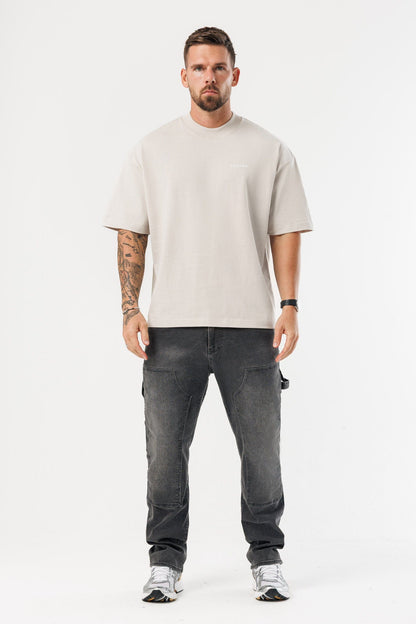 PRINT OVERSIZED T-SHIRT - BEIGE