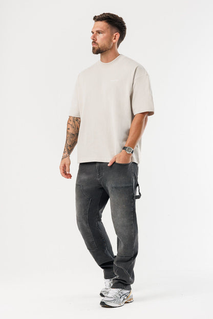 PRINT OVERSIZED T-SHIRT - BEIGE