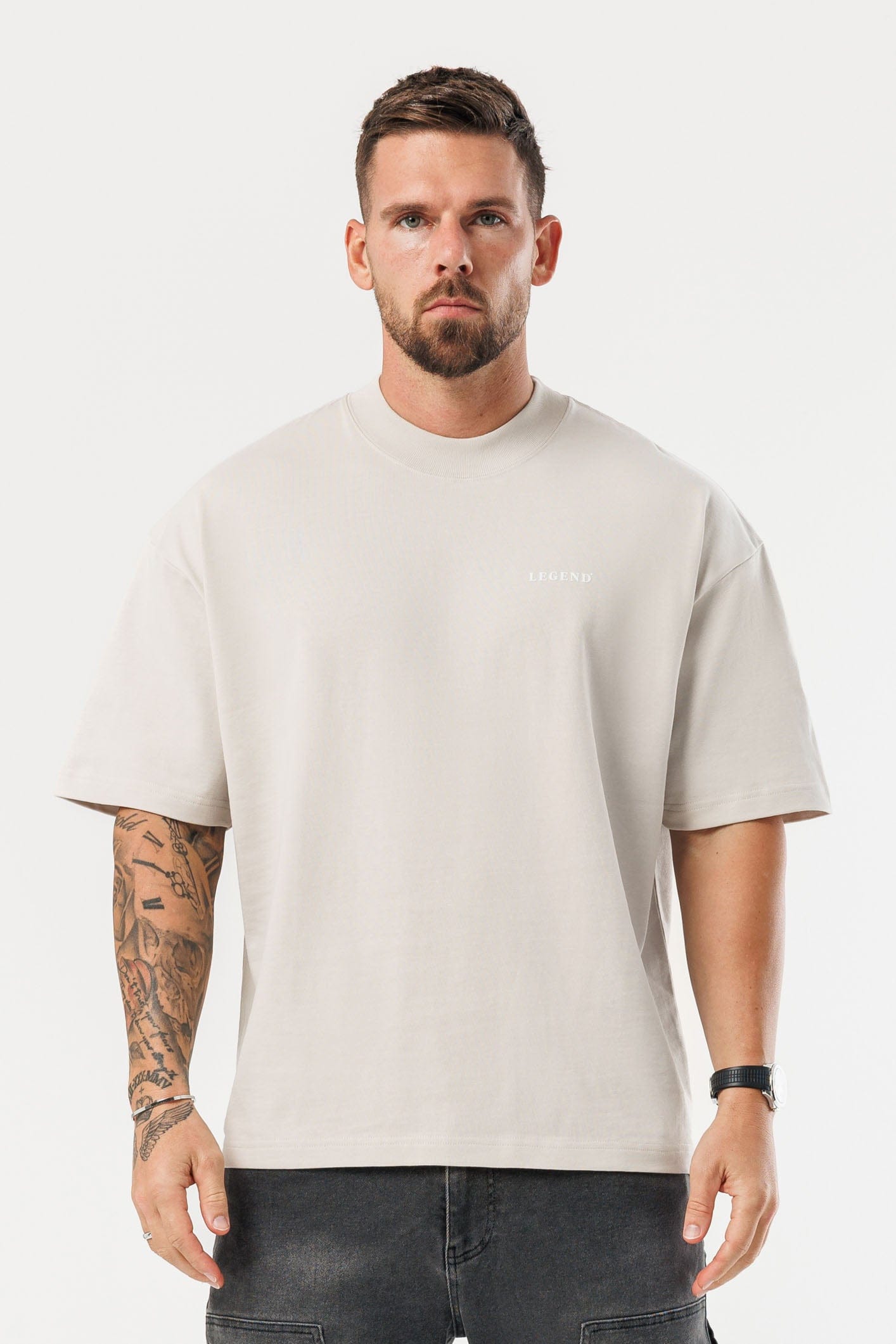 PRINT OVERSIZED T-SHIRT - BEIGE
