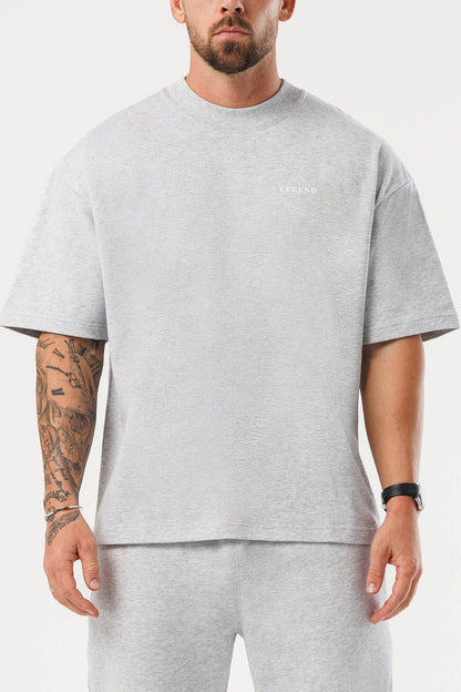 PRINT OVERSIZED T-SHIRT - GREY MARL