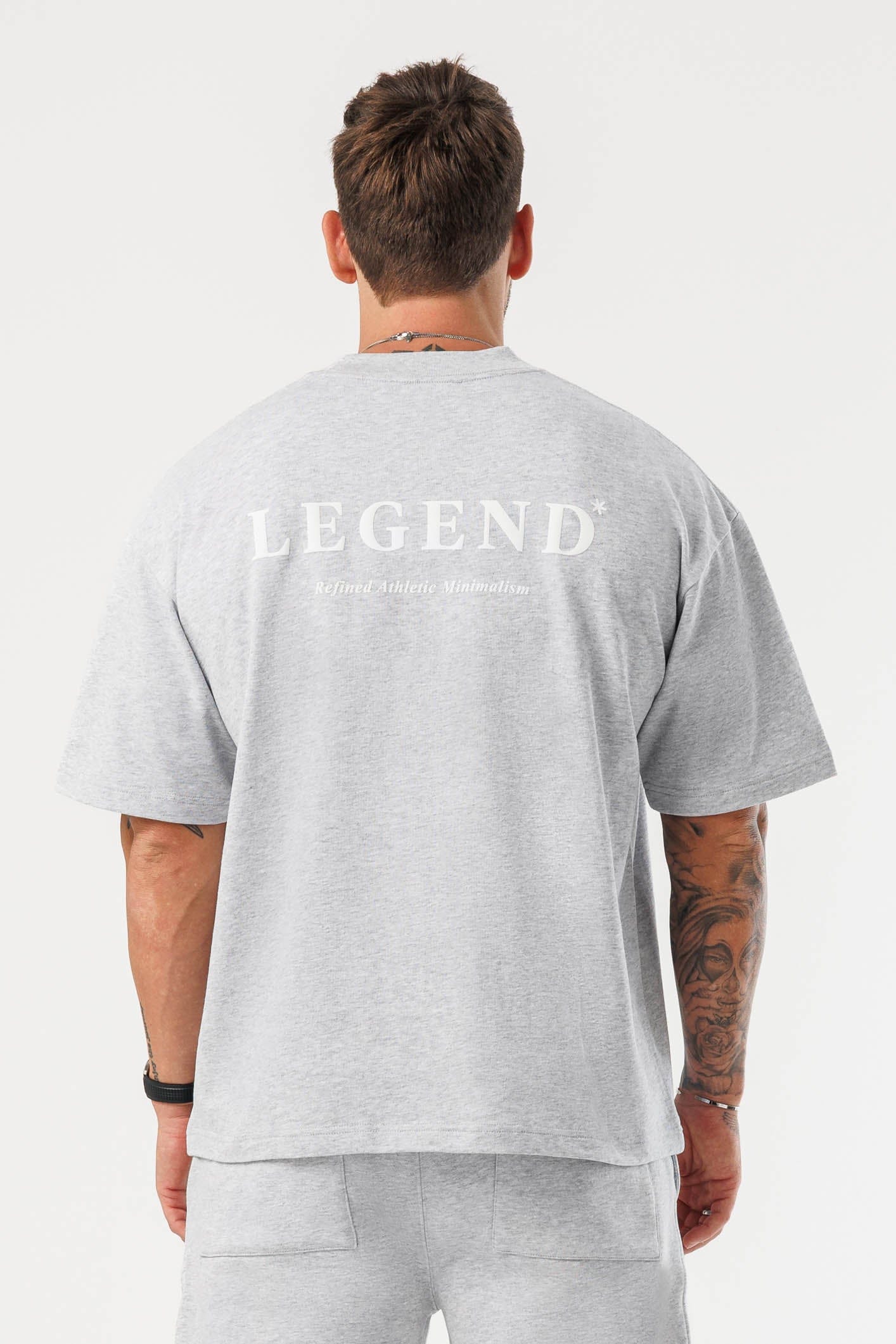PRINT OVERSIZED T-SHIRT - GREY MARL
