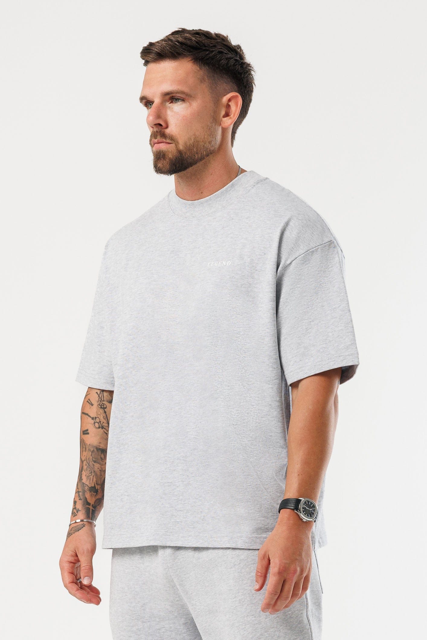 PRINT OVERSIZED T-SHIRT - GREY MARL
