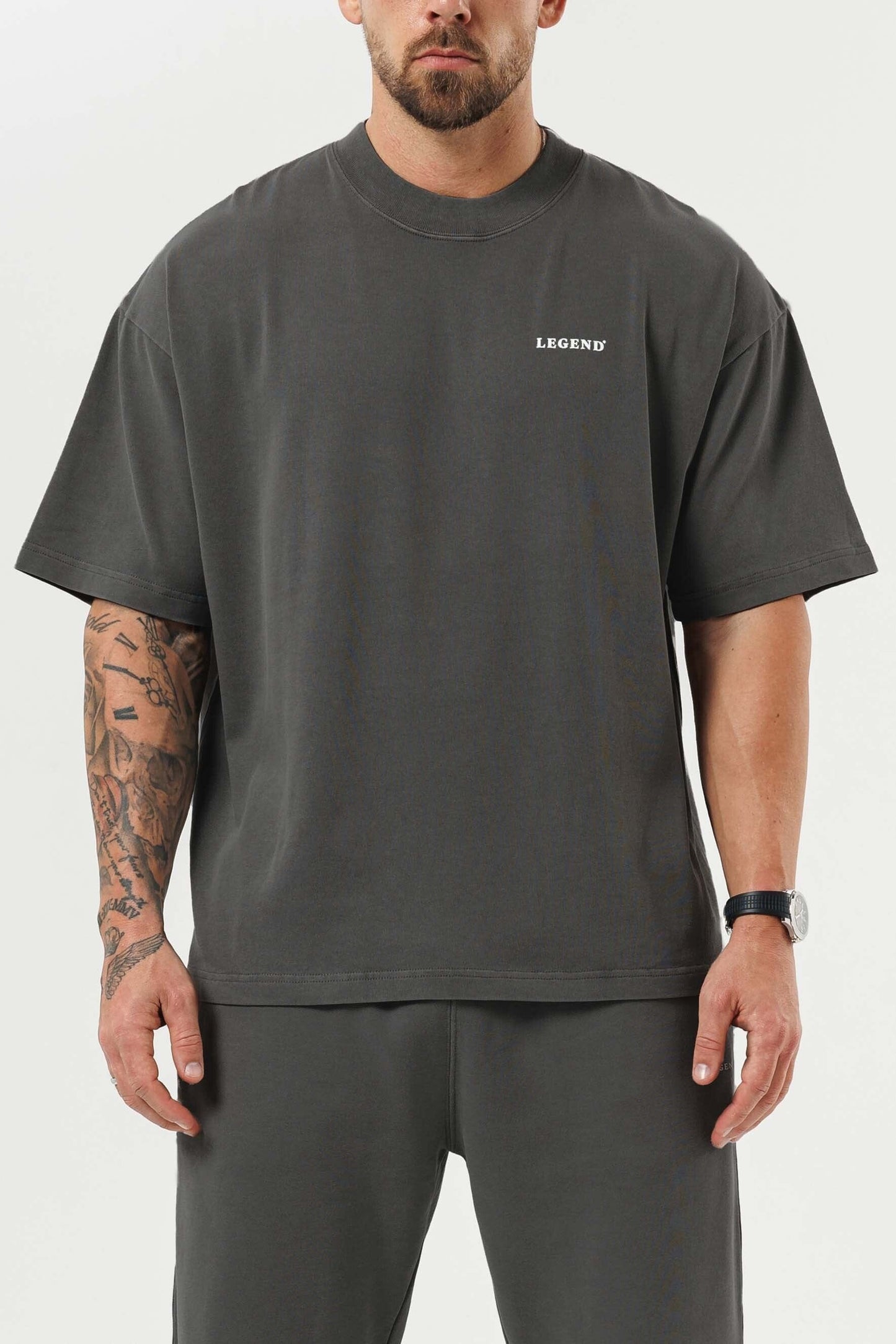 PRINT OVERSIZED T-SHIRT - GUN METAL