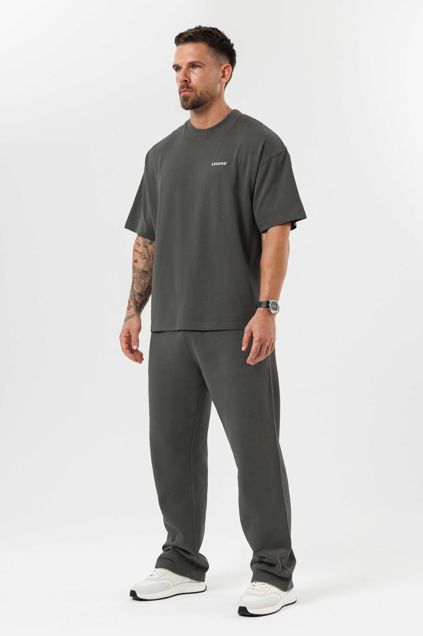 PRINT OVERSIZED T-SHIRT - GUN METAL