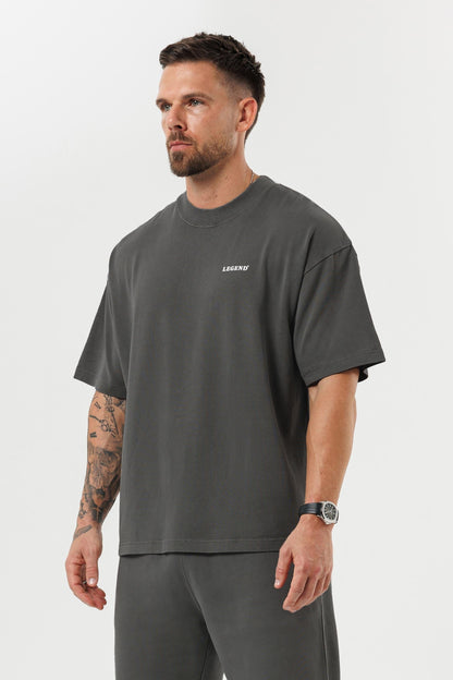 PRINT OVERSIZED T-SHIRT - GUN METAL