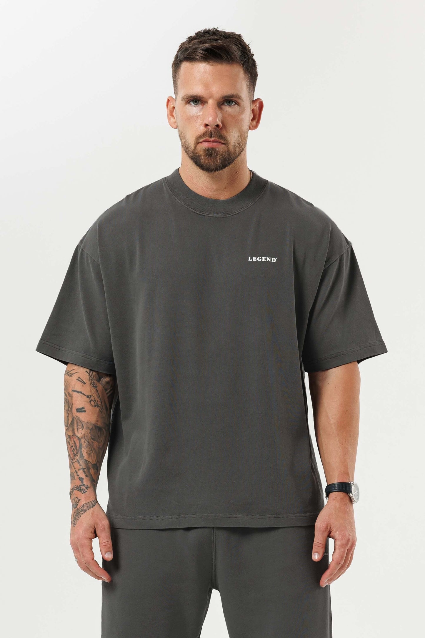 PRINT OVERSIZED T-SHIRT - GUN METAL