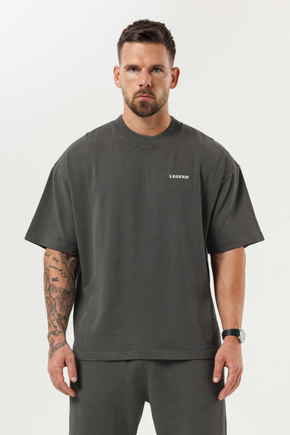 PRINT OVERSIZED T-SHIRT - GUN METAL