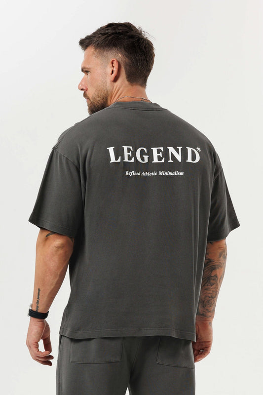 PRINT OVERSIZED T-SHIRT - GUN METAL