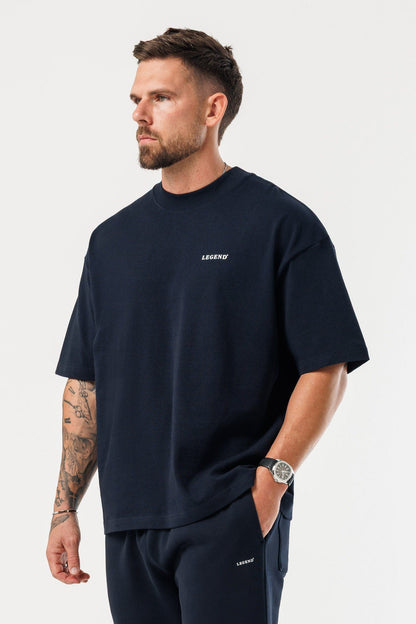 PRINT OVERSIZED T-SHIRT - NAVY