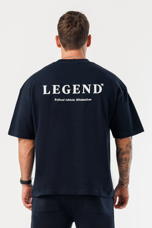 PRINT OVERSIZED T-SHIRT - NAVY