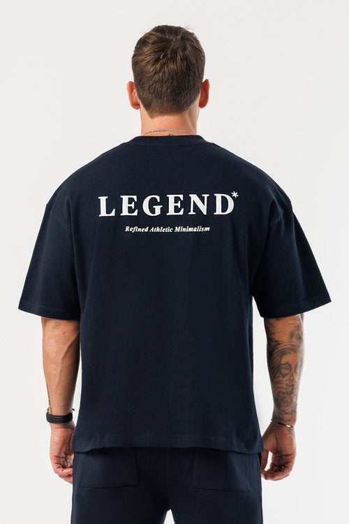 PRINT OVERSIZED T-SHIRT - NAVY