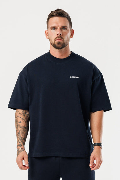 PRINT OVERSIZED T-SHIRT - NAVY