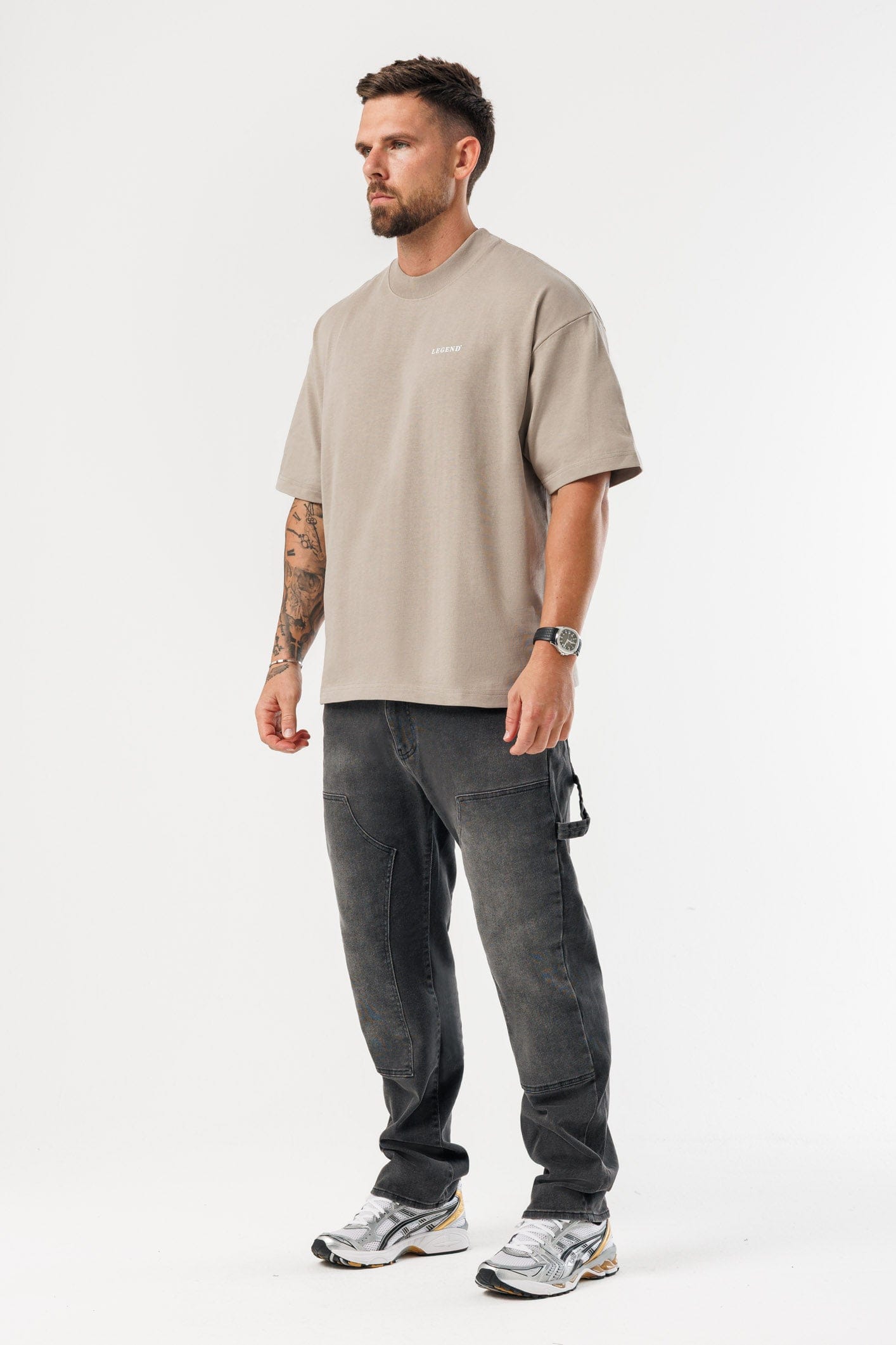 PRINT OVERSIZED T-SHIRT - VINTAGE KHAKI