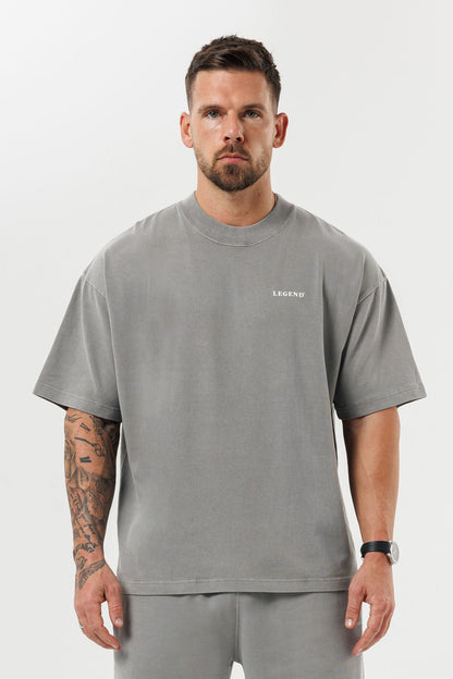 PRINT OVERSIZED T-SHIRT - WASHED GREY