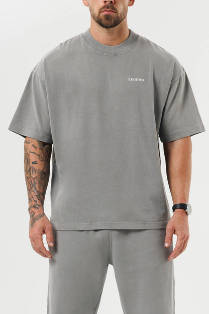 PRINT OVERSIZED T-SHIRT - WASHED GREY