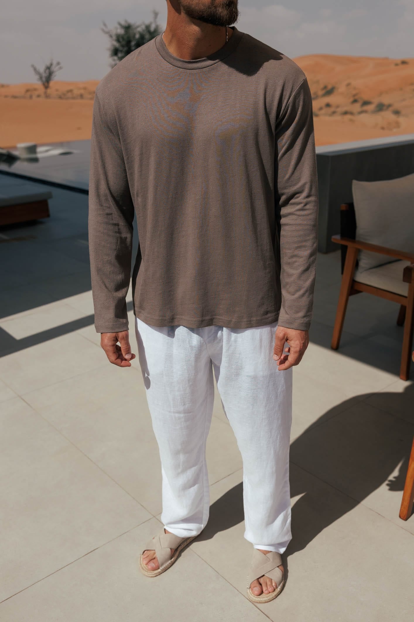 CROPPED LINEN T-SHIRT - OAK