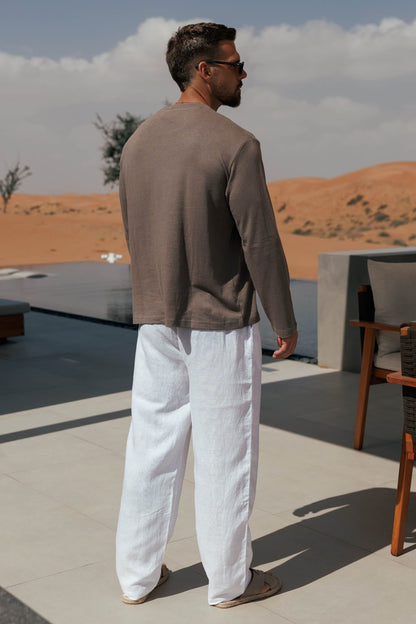 CROPPED LINEN T-SHIRT - OAK