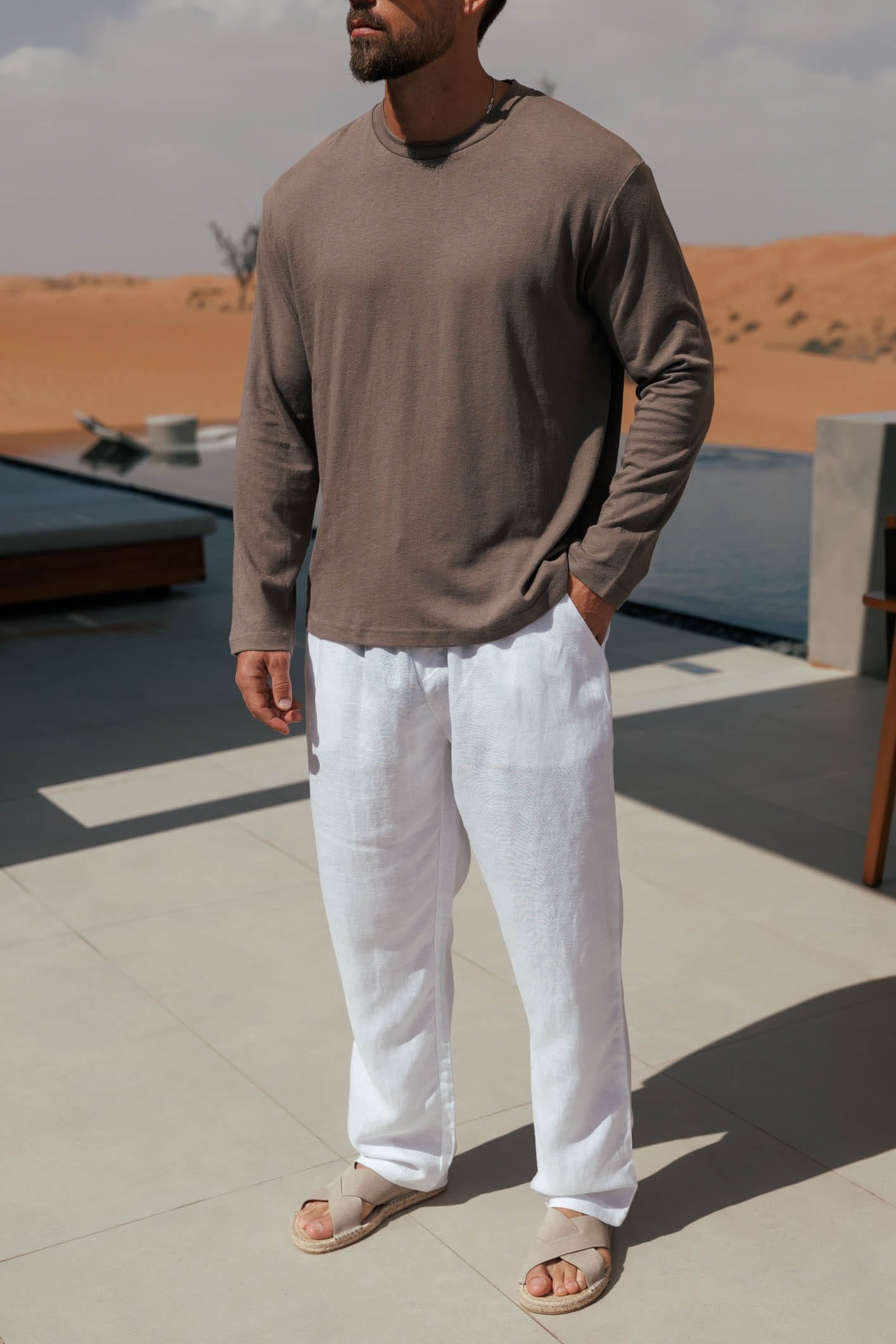 CROPPED LINEN T-SHIRT - OAK