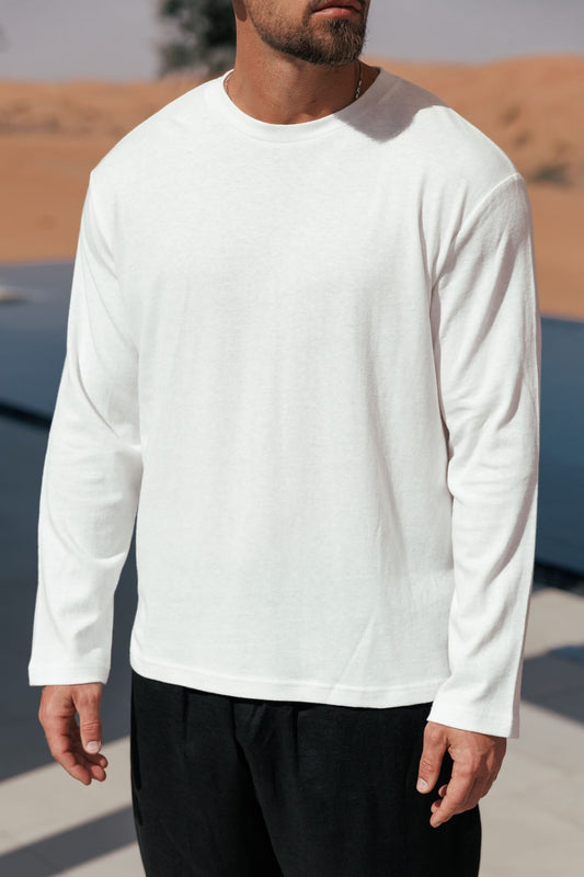 CROPPED LINEN T-SHIRT - WHITE