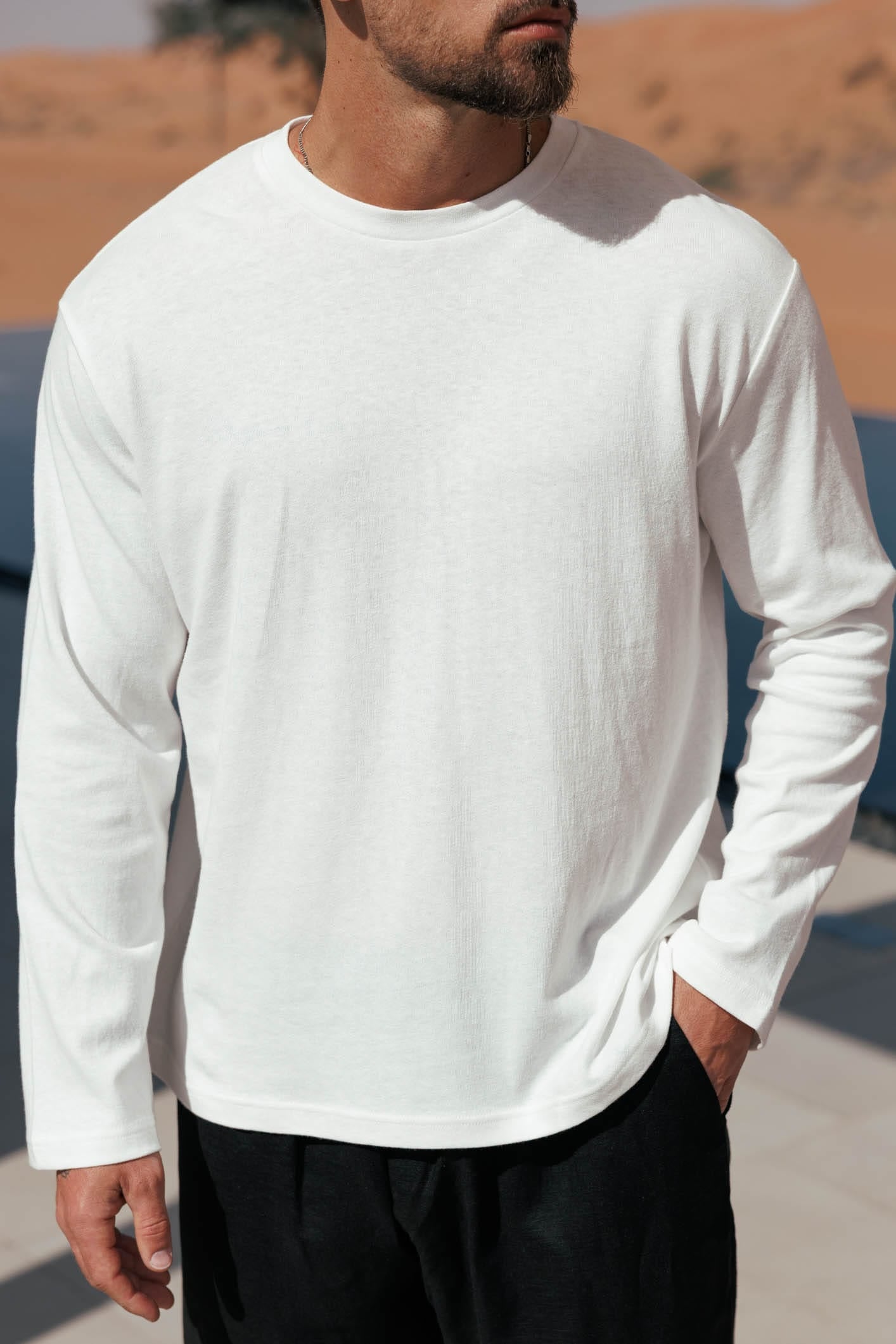 CROPPED LINEN T-SHIRT - WHITE