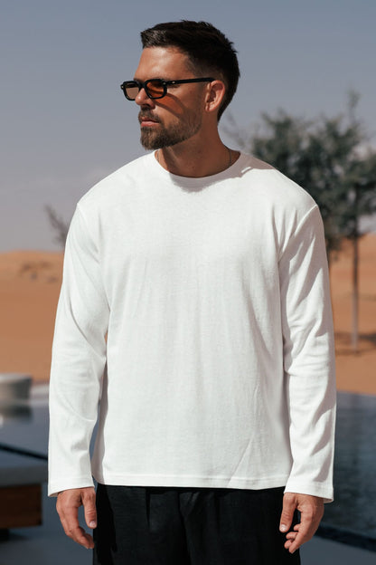 CROPPED LINEN T-SHIRT - WHITE
