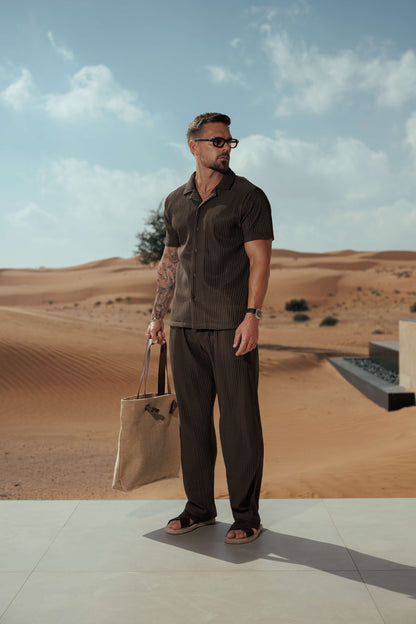 PLEATED TROUSER - BROWN