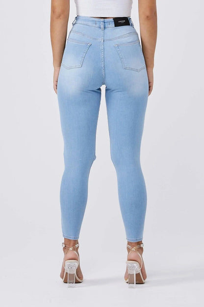 SKINNY JEANS MULTI RIPPED - LIGHT BLUE